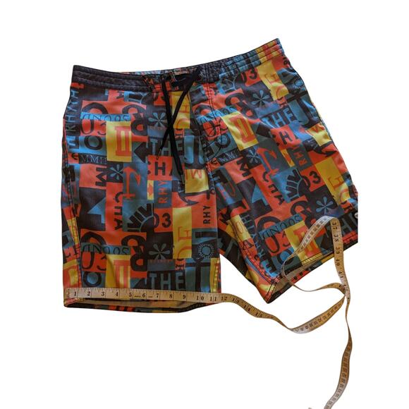 Rhythm Shorts Mens 34 Swim Trunks Board Colorful Print Surf Beachwear Drawstring - Picture 8 of 12